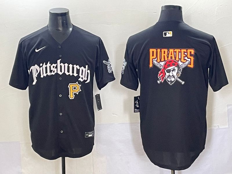 Men 2025 Pittsburgh Pirates Blank Black Five generations Joint Name Nike MLB Jersey style 3